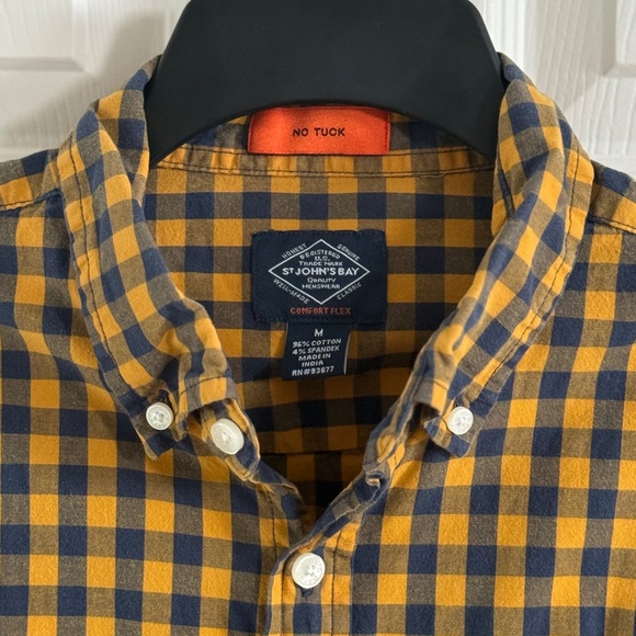 St. John's Bay Men's Shirt Gingham Comfort Flex No Tuck Size M - Picture 3 of 11